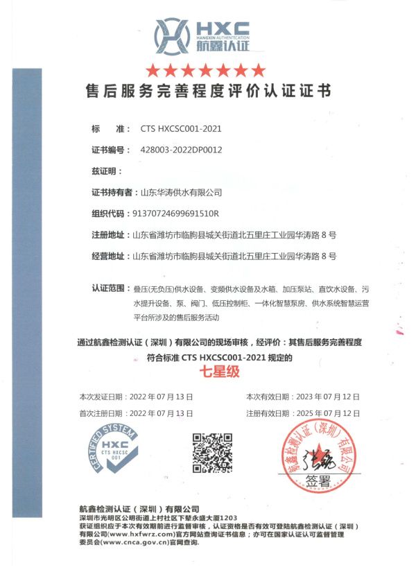 點擊查看詳細信息<br>標題：售后服務完善程度評價認證證書 閱讀次數：838